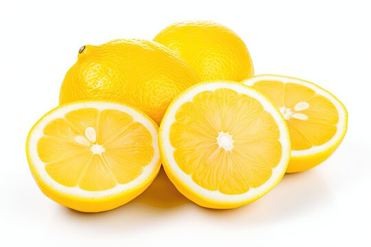 Refreshing citrus. Closeup of organic fresh sliced lemon on white background isolated