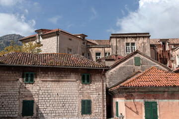 Fototapeta na wymiar Montenegro - View of Kotor Old Town residential buildings