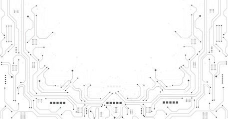Technology black circuit diagram concept. High tech circuit board connection system.Vector abstract technology on white background.