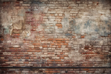 Empty Old Rustic Brick Wall Texture. Grungy Wide Brickwall. AI generated