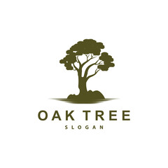 Obraz premium Oak Tree Logo, Nature Tree Plant Vector, Minimalist Simple Design, Illustration, Silhouette, Template