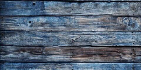 Fototapeta premium Wood panel texture blue board background copy space, AI Generated