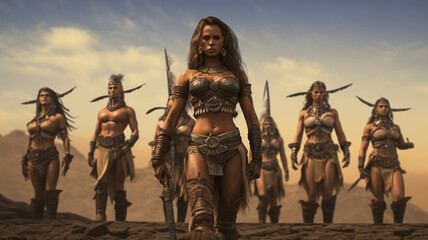 tribu mujeres guerreras salvajes. ia generada