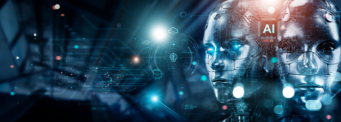 The advancement of new technology make AI robots smarter and more involved in human work. Both in industry, economy and society, innovation, science and technology of futuristic.