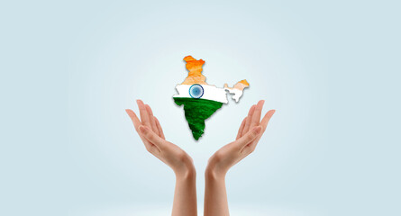 Indian Flag map background for Republic and Independence Day of India