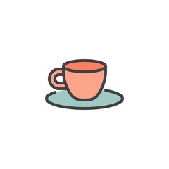 Obraz premium Tea cup and saucer filled outline icon