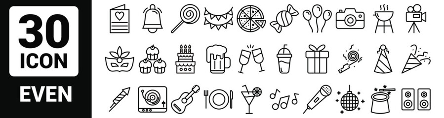 Vector even Line Outline Icon Set