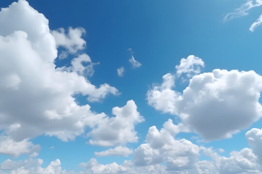 Blue Sky Background with White Cloud, AI Generated.