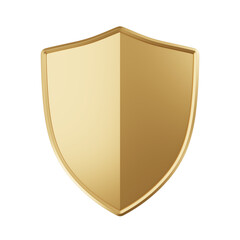 gold badge shield guard protect isolated on white background element protect. gold badge shield guard protect isolated element. gold badge shield guard protect element 3d illustration - obrazy, fototapety, plakaty