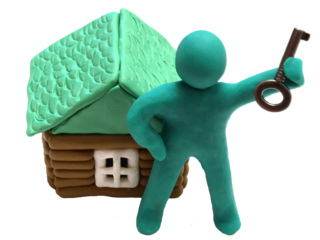  People house and keys isolated