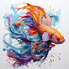 Watercolor Style Goldfish, AI