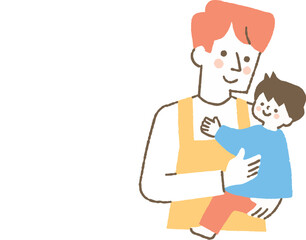 幼稚園の先生に抱っこされる子ども_色