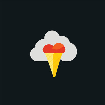 illustration of a ice cream and cloud 