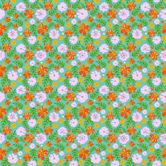 Trendy seamless botanical textile pattern.Delicate floral print with small  flowers for fabric or paper.
Cute botanical flower pattern hand drawn vector, ditsy style, trendy textile print