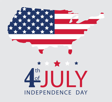 Happy Independence Day USA. USA map with flag. Usable for greeting cards, banner, background. Vector