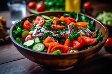 A bowl of vegetable salad. Generative AI