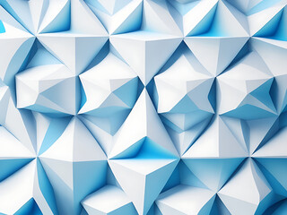 Beautiful futuristic Geometric background for your presentation. Textured intricate 3D wall in light blue and white tones