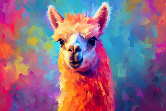 Vibrant and bright and colorful animal portrait poster.  