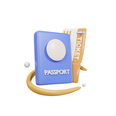 passport travel 3d icon illustration