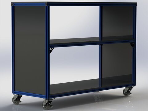 Aluminum Display Shelf with Wheels - 3-Layer 3D model