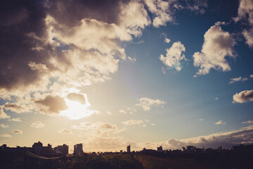 街が見える夕焼け空