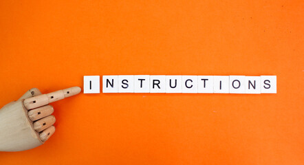 letters of the alphabet with words of instruction. the concept of instructions or steps that need to be followed