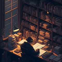 person working in library