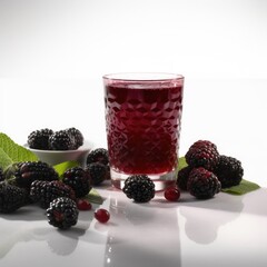 Fototapeta na wymiar Blackberry juice isolated on white background. Generative AI