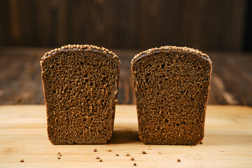 Closeup view of fresh rye brown bread