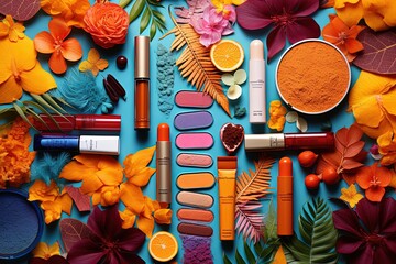 Bright Flat Lay Cosmetics Arrangement