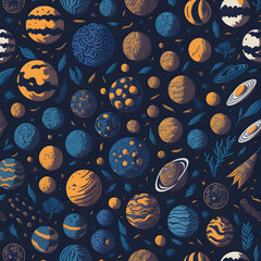 seamless pattern with planets