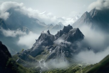 mountains and clouds Generative Ai