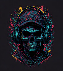 skull with headphones