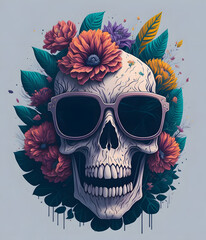 skull with flowers