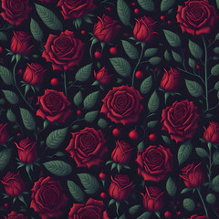 seamless pattern with red roses