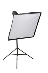 studio flash with soft-box isolated on a white background
