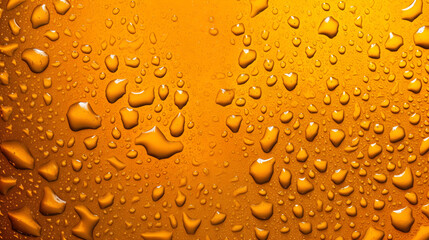 Ice cold glass covered with water drops condensation Cold drink Drops of water Golden yellow created with Generative AI - obrazy, fototapety, plakaty