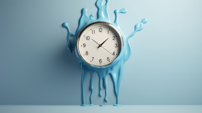 Melting Clock: A minimalistic representation of a clock dripping and deforming, symbolizing the urgency of addressing climate change | generative ai