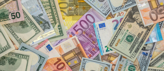 euro vs dollar as background