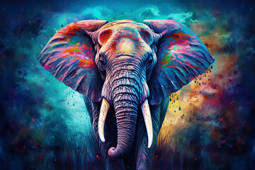 Vibrant and bright and colorful animal portrait poster. AI generated