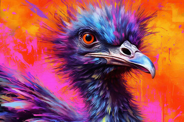 Obraz premium Vibrant and bright and colorful animal portrait poster. AI generated