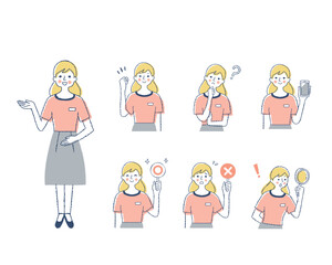 案内係の女性の表情　バリーエーションセット