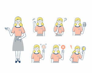 案内係の女性の表情　バリーエーションセット