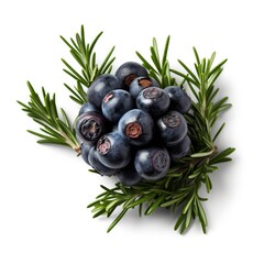 Juniper berries isolated on white background. Generative AI