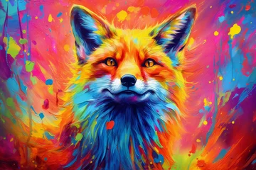 Gardinen Vibrant and bright and colorful animal portrait poster.   © xartproduction