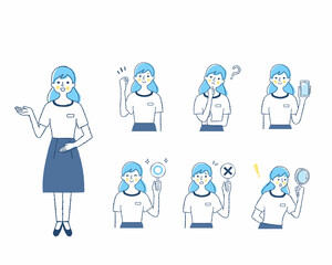 Naklejka premium 案内係の女性の表情 バリーエーションセット