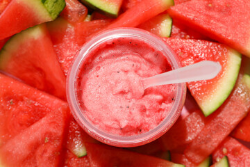 Concept of cosmetic and beauty procedures, watermelon cosmetic