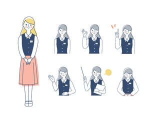 案内係の女性の表情　バリーエーションセット