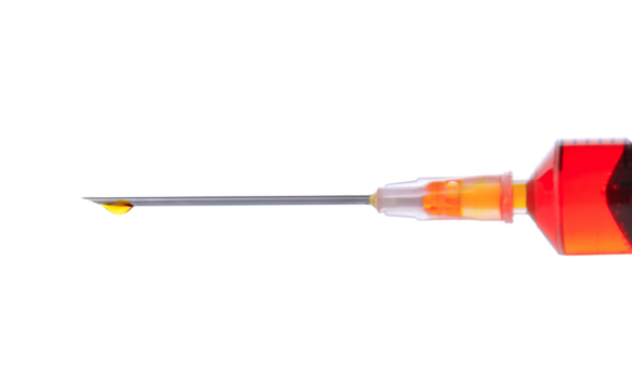  plastic syringe with red liquid isolated on transparent png