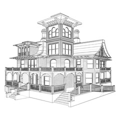 Wooden House Vector. Illustration Isolated On White Background. A Vector Illustration Of Vintage Wooden House.